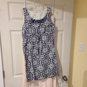 Navy and white summer sheath dress
